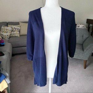 LOFT Women's Petite Soft Ribbed Kimono Cardigan in Navy SP